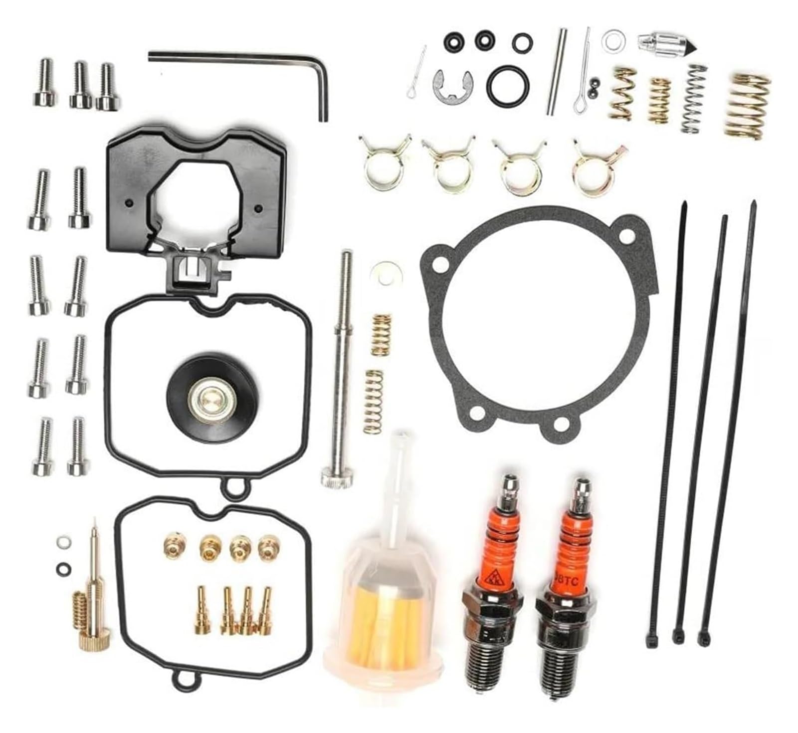 Kit Reparación Carburador para Harley para Davidson para Keihin CV Carburador 1990-2018 con Tornillo Ralentí Bujía Filtro Combustible Jet 27006-88 Accesorios Kit De Reconstrucción