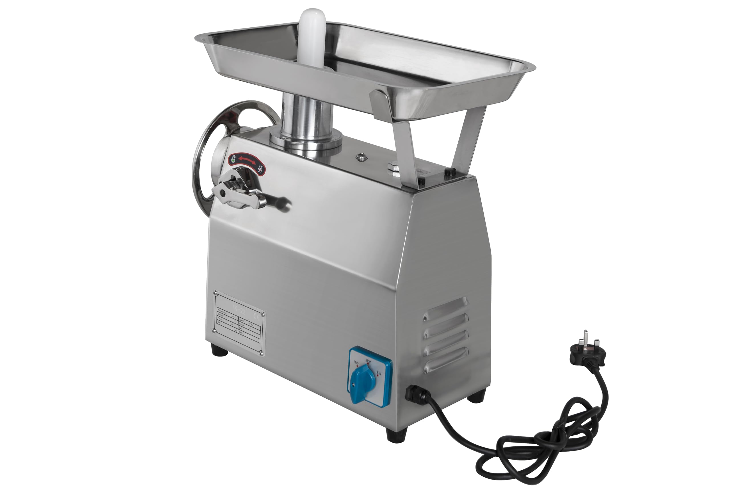 Picadora eléctrica de carne de acero inoxidable de 350 kg/h con 3 placas de corte, uso comercial y doméstico