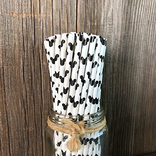 Pitillos de papel Mickey Mouse 100 unidades negro blanco miniatura 2