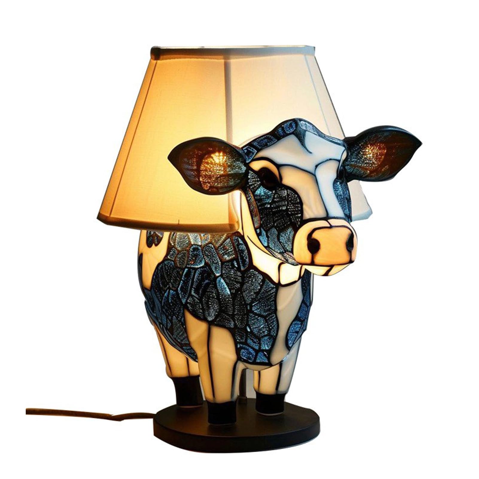 Obetuens Calf Animal Table,Cow Lamp Animal Table,Light Living Room Bedroom Portable Table,for Living Room, Bedroom, Home Office (16cm)