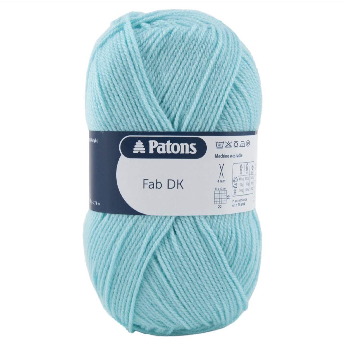 Patons Fab DK Kitting/Crochet Yarn Double Knitting Wool 100g Balls and 100% Acrylic Machine Washable & Tumble Dry Yarn - 44 Colours in The Range - Colour 2300 - Mint - 4 x 100g Balls — image 1