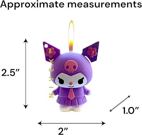Miniatura 4 de NIVEK Kuromi Y2K Encendedor Llama 3D Llavero Japonés Jester Personaje Kawaii Encendedores Frescos Recargables (corbata púrpura)