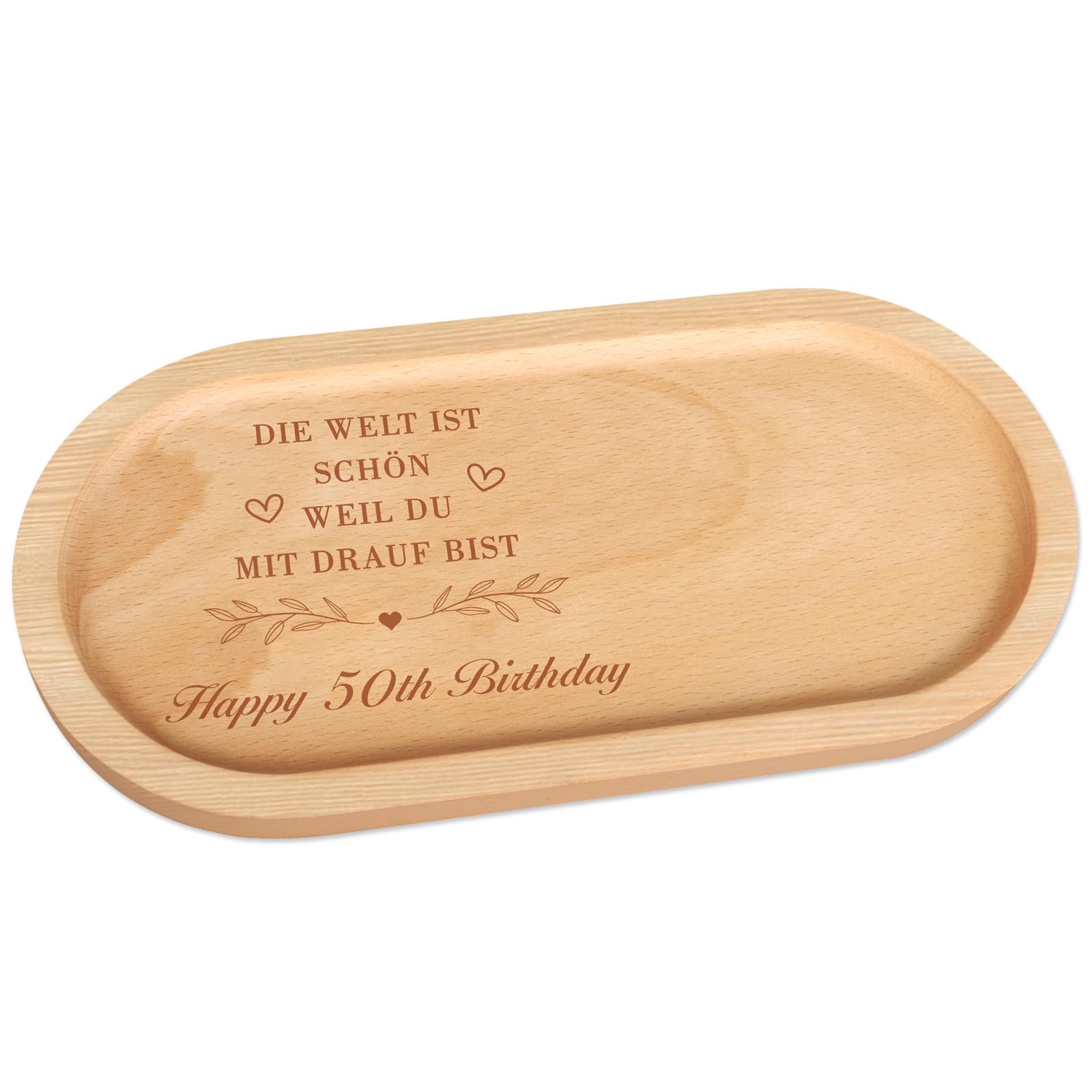 Anruzon - 50 Geburtstag Geschenk Frauen & Männer - Badezimmertablett - Schminktisch Tablett - 50 Geburtstag Holz Deko - Weihnachten - für Badezimmer Küche Kerzen Kosmetik Kleinen Gegenständen