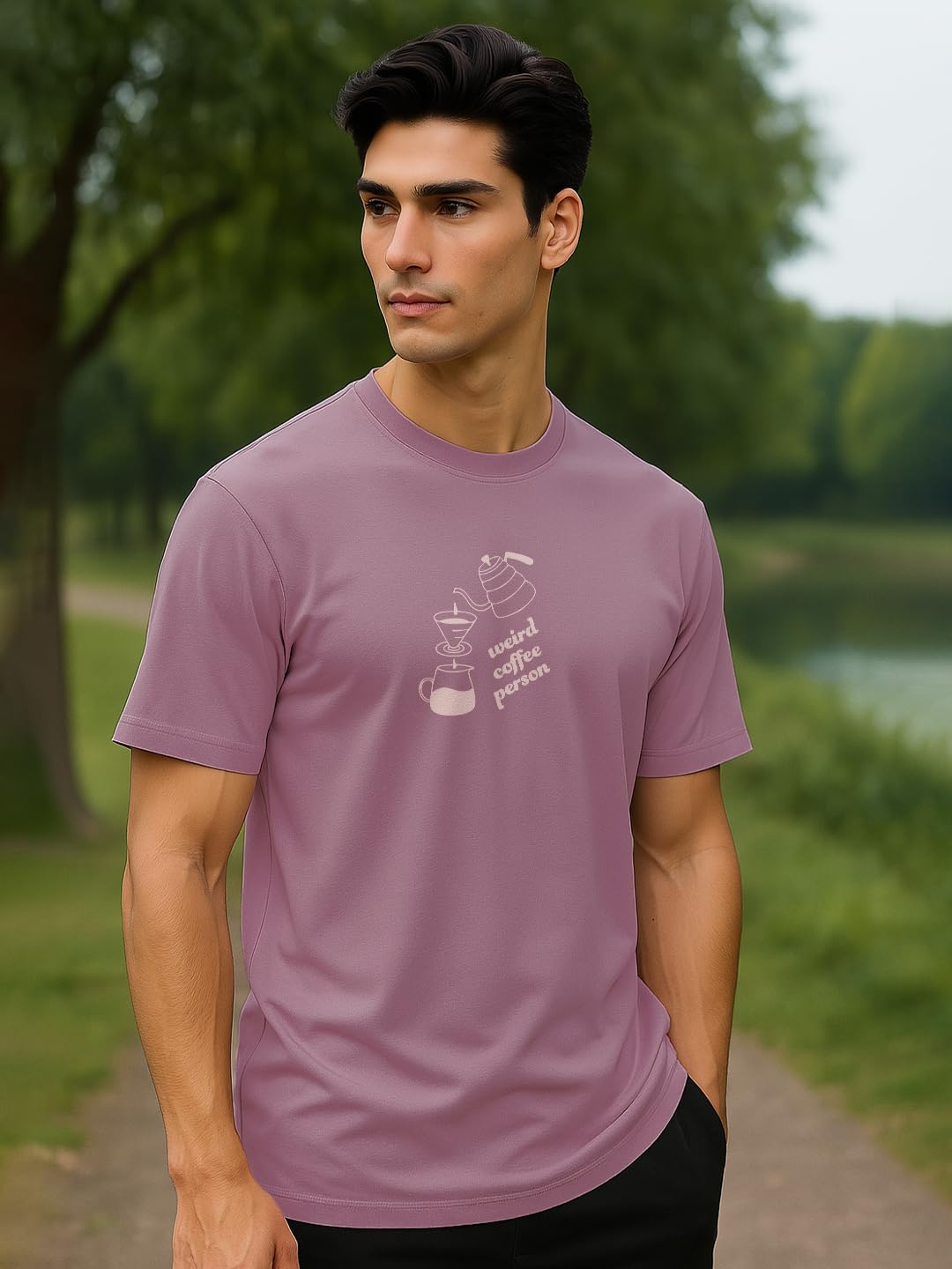 NOBERO Camiseta de hombre con estampado gráfico de ajuste regular