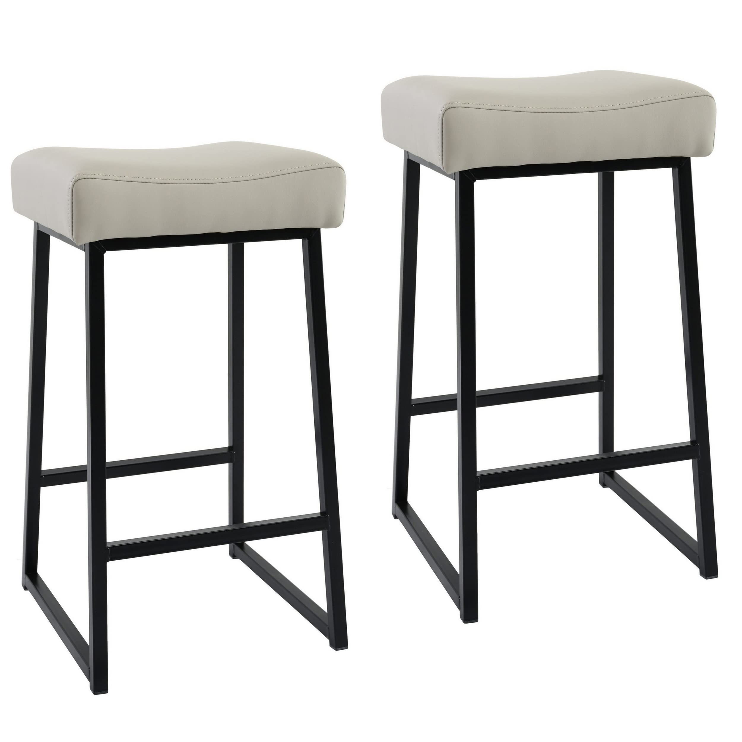 Benjara 26 Inch Metal Base Leatherette Backless Counterstool, Gray