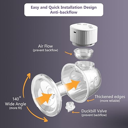Miniatura 3 de KidzPros Extractor de leche doble portátil, extractor de leche manos libres, extractor de leche eléctrico portátil, 3 modos y 9 niveles, pantalla