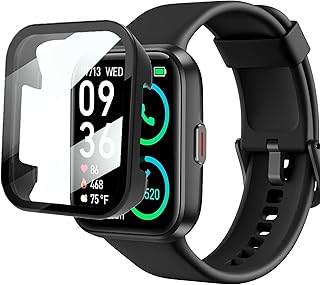 for Aeac ID208 smartwatch Case, Hard PC Case with Screen Protector Compatible with ENOMIR 1.7" ID208BT/Aeac 1.7" ID208/SKG V7 PRO/ENGERWALL/Konitee/TOZO S2 44MM/GGZZ/Gydom/FACOI/VRPEFIT/Oraimo id208bt