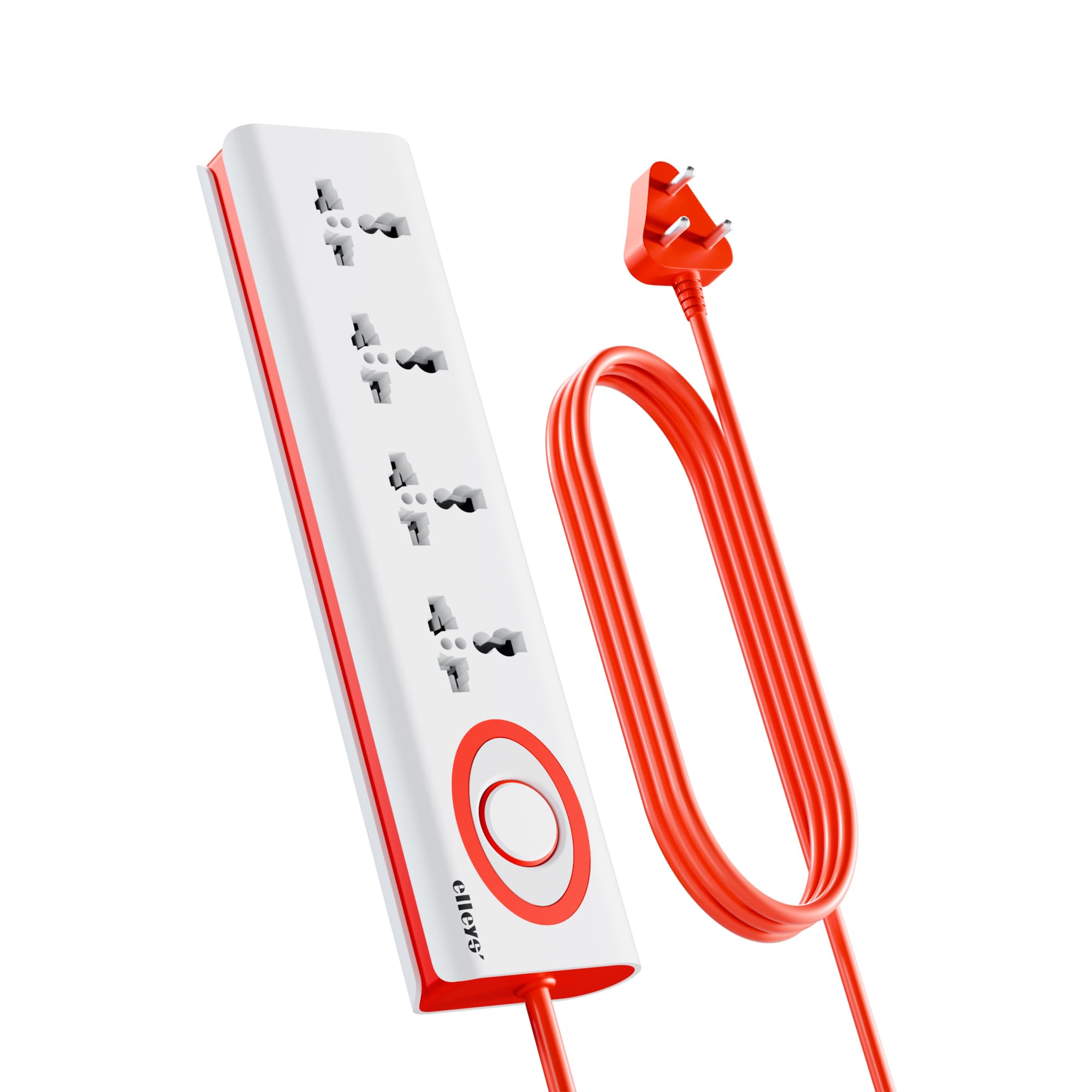Elleys’ Zap 4 Way Spike Guard (White and Red) with International Socket | Extension Cord 10A with Master Switch, Indicator Extension for Home & Office-image-45