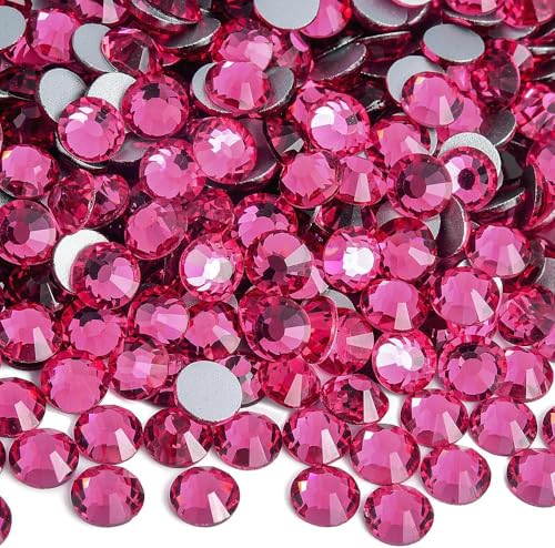 Image of 2880pcs Glass Flatback Rhinestones for Nail Art Crafts, Multi-Size Round Crystal Gems for DIY Decoration 2-4.8mm SS6-20 Rose