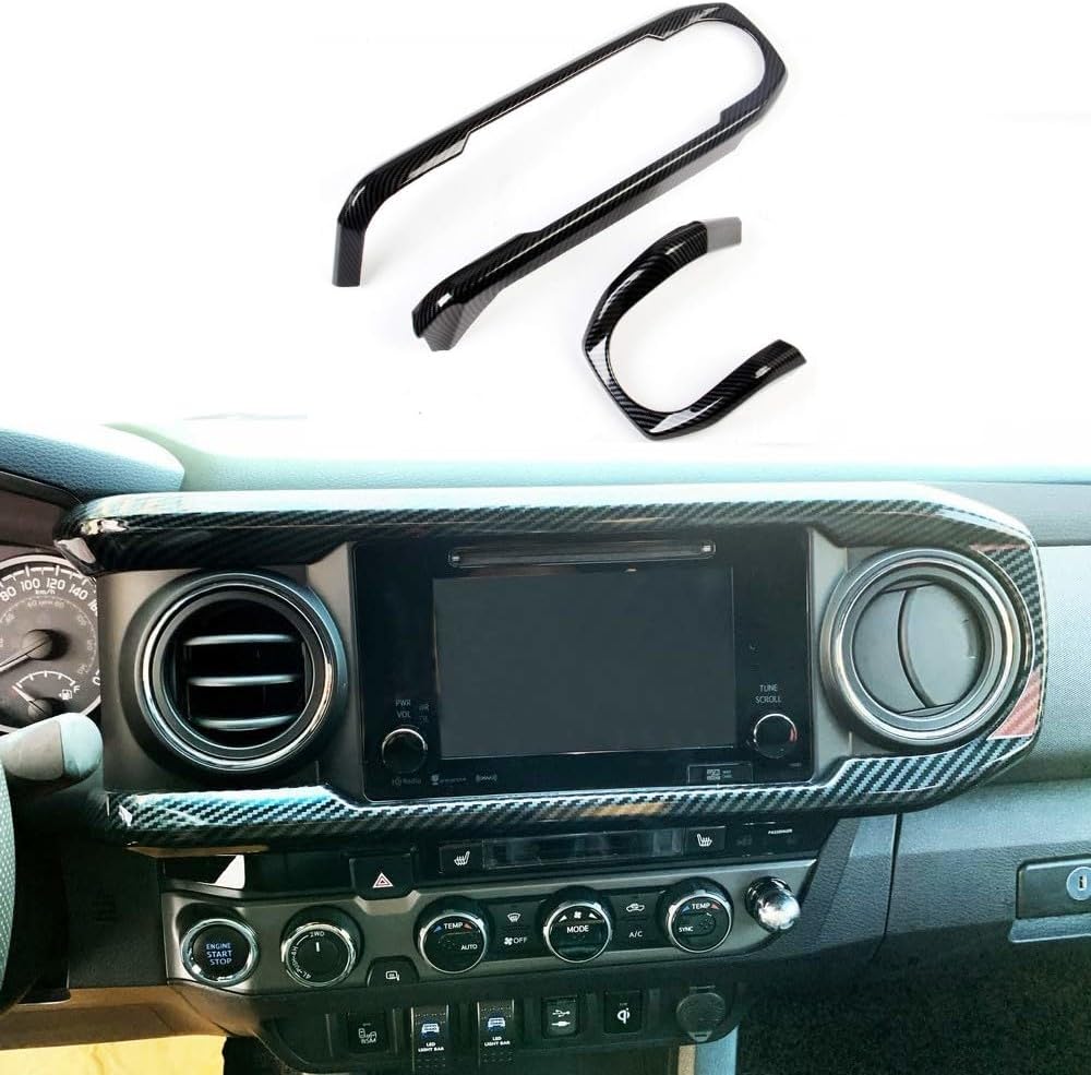 Carbon Fiber Look Central Console Dashboard Panel Cover Trim for Toyota Tacoma 2016-2023