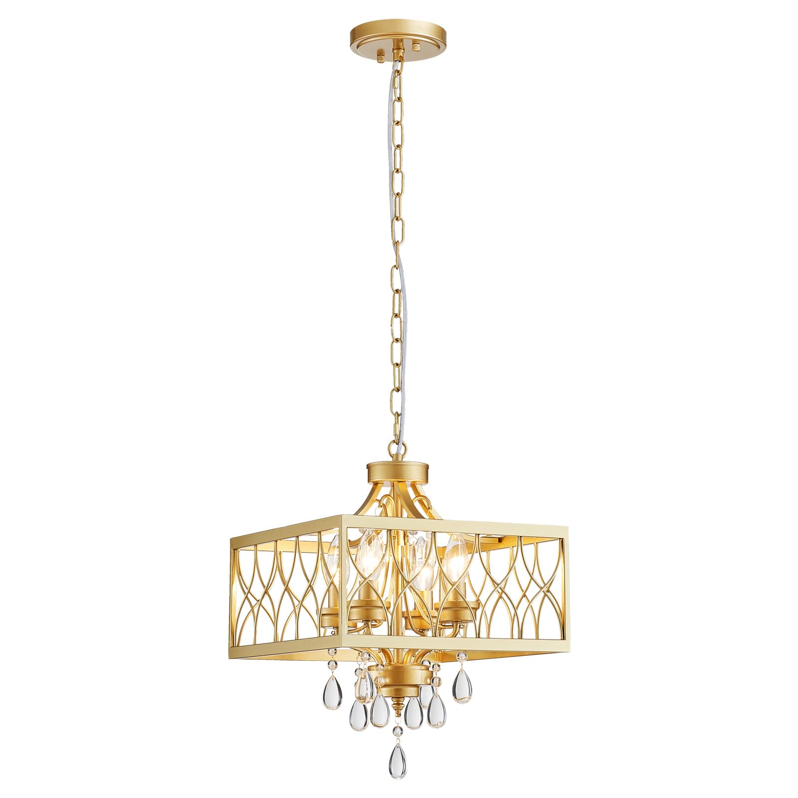 Farmhouse Crystal Chandelier Gold Modern K9 Crystal Ceiling Chandelier Lighting Fixture Hanging Pendant Light Fixture Kitchen Island Lighting