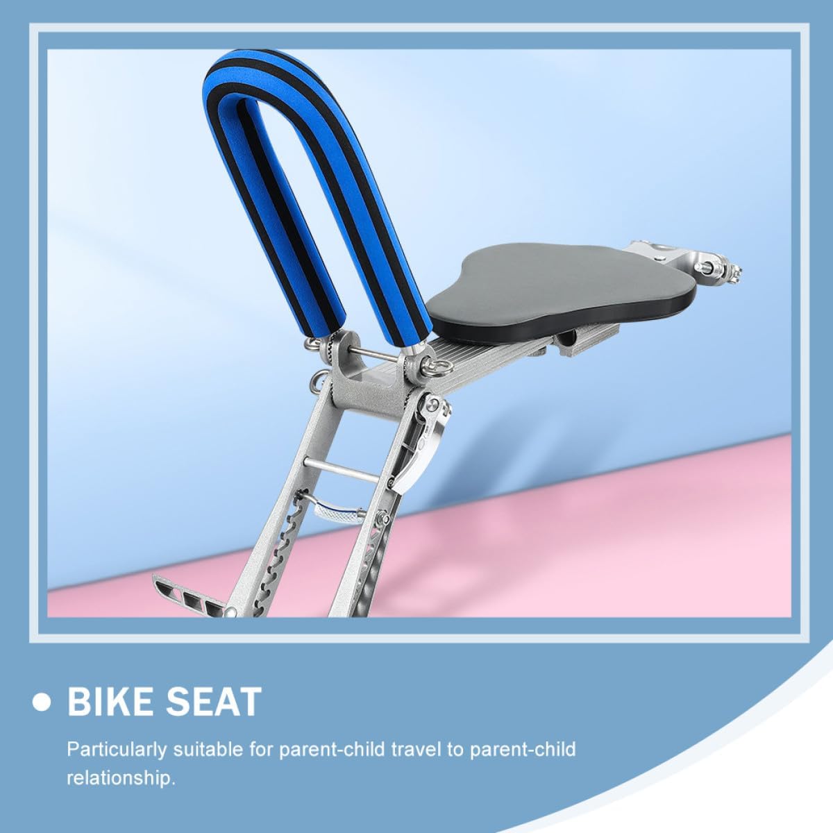 Kichvoe Bike Seat Front Mounted Detachable Aluminum Alloy Seat for Outdoor Cycling, Bicycle Carrier with Safety Harness, Suitable for Mountain Bikes and Family Rides