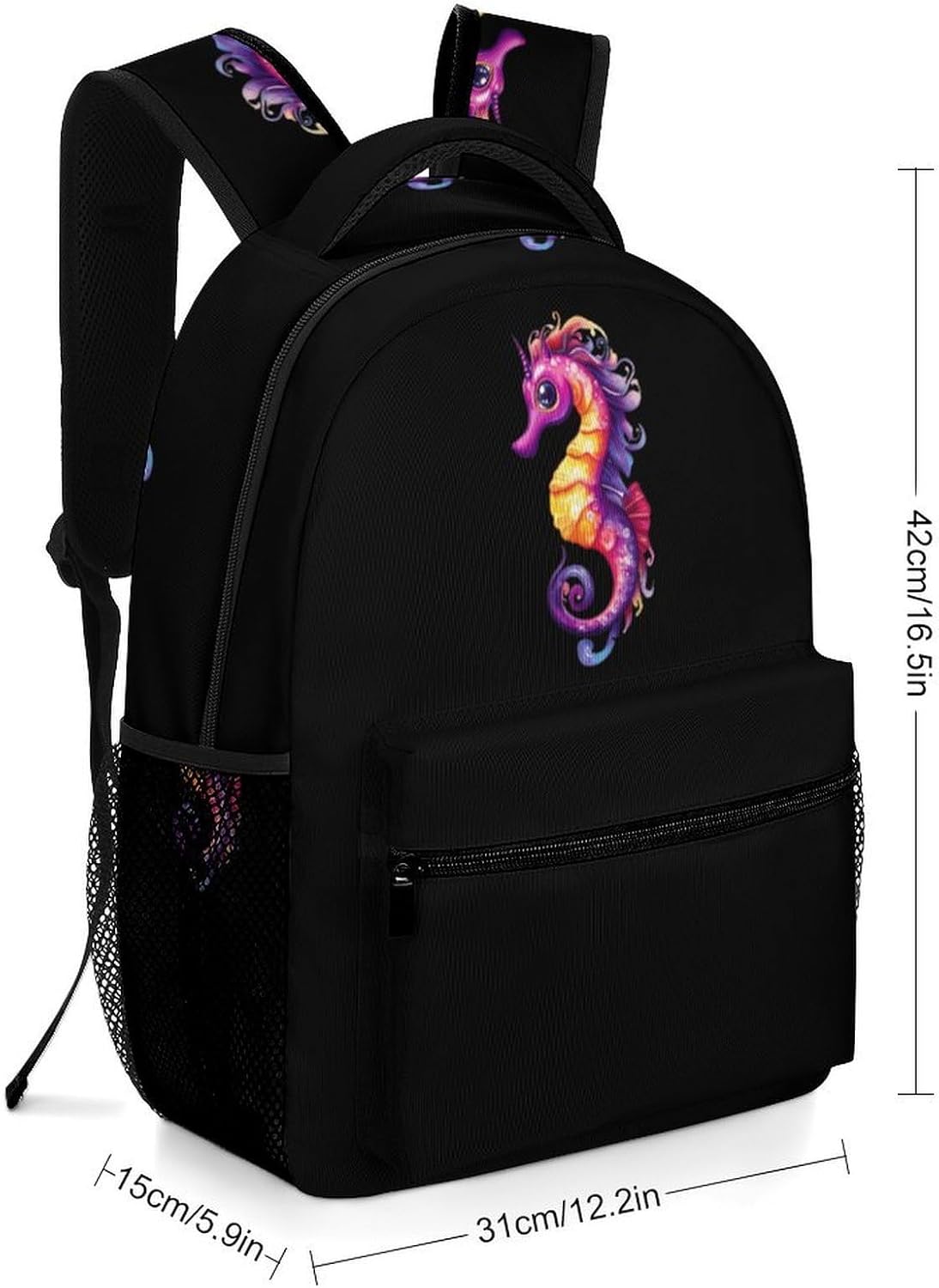 Seahorse Laptop Backpack Lightweight Travel Daypack Shoulder Bag for Men Women