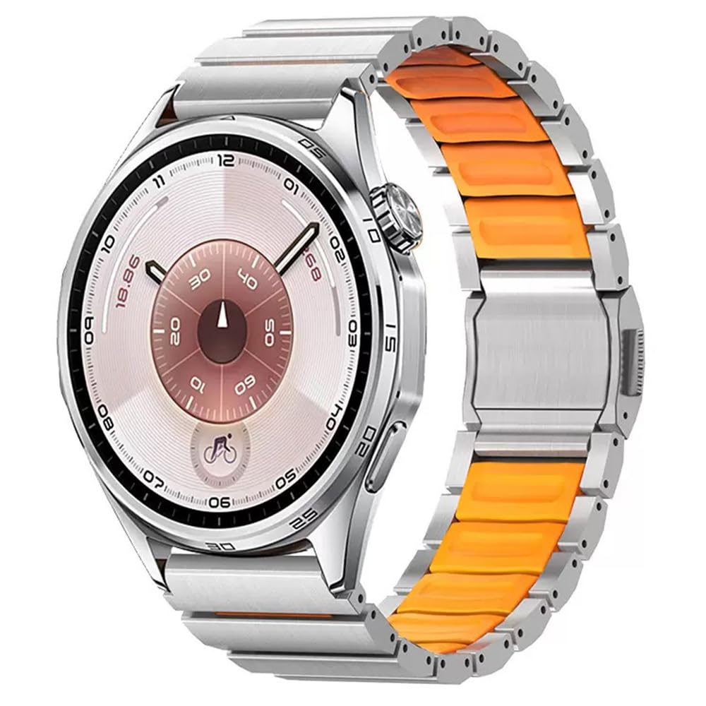22mm Universal Titanium Watch Band for Huawei GT6/GT6 Pro/GT5/4/3 Pro/3 46mm, Garmin Fenix 8 47mm/Fenix 6 Pro/7/5 Plus- Hybrid Silicone Lining, Adjustable, Lightweight Anti-Slip, No Hair Pull