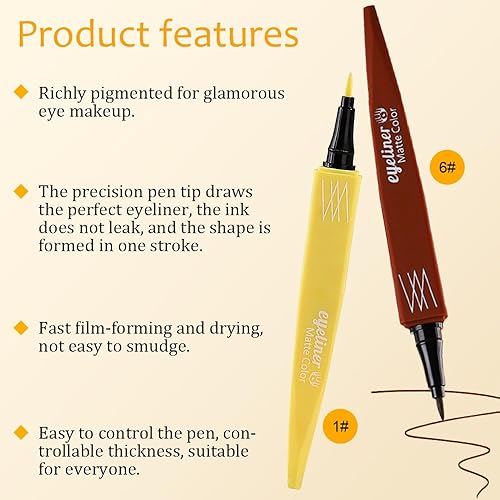 Miniatura 2 de CAKAILA Lápiz delineador de ojos de gel líquido amarillo marrón, 2 unidades, de larga duración, impermeable, a prueba de manchas, delineador de ojos