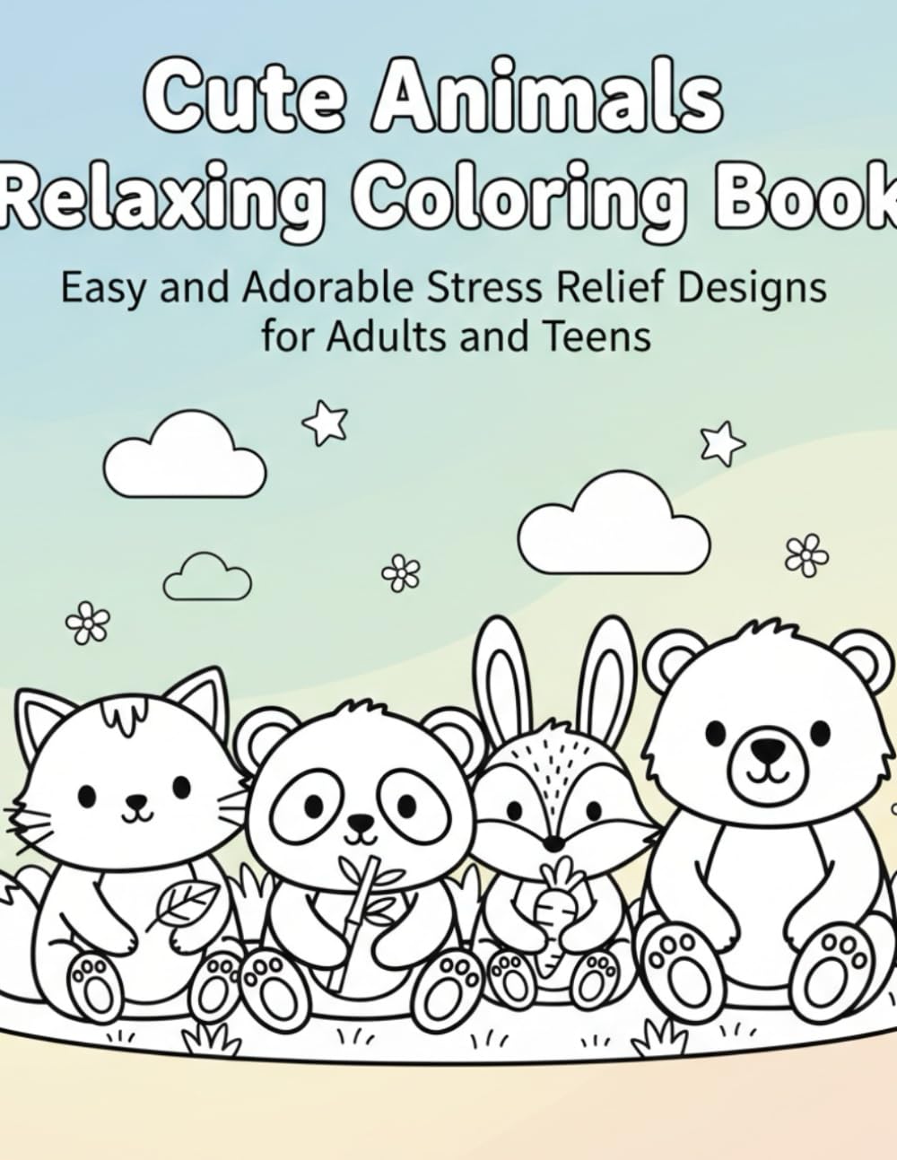 Cute Animals Relaxing Coloring Book: Easy and Adorable Stress Relief Designs for Adults and Teens