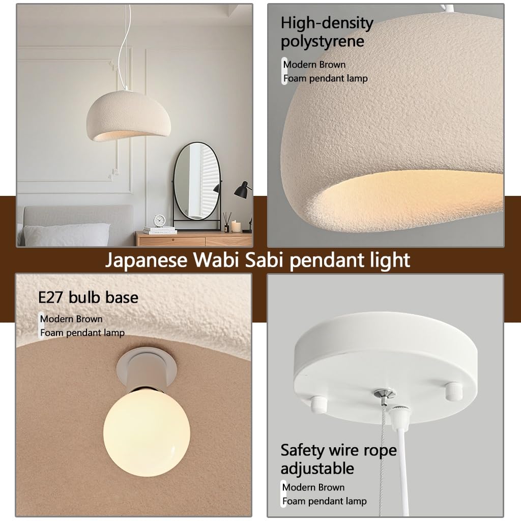 Nowoczesna Lampa Wisząca Do Salonu E27 Brązowa Żyrandol Japoński Lampy Sufitowe Styl Wabi-sabi Kształt Gniazda Ptasiego Stojak Oświetleniowy Wyspy Kuchennej Lampa Wisząca Stołu Jadalnego(A,60)