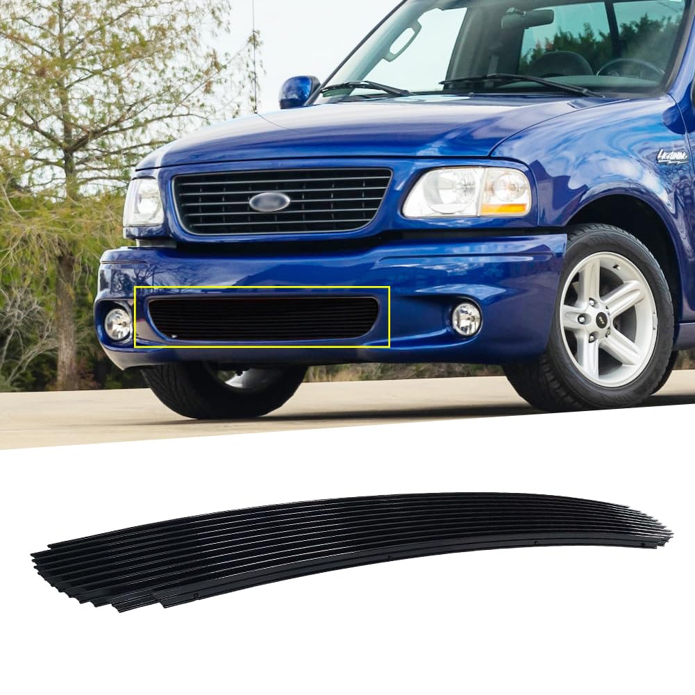 YHIMPORT Front Black Lower Bumper Billet Grille Compatible with 1999 2000 2001 2002 2003 Ford F150 Lightning Grill Insert