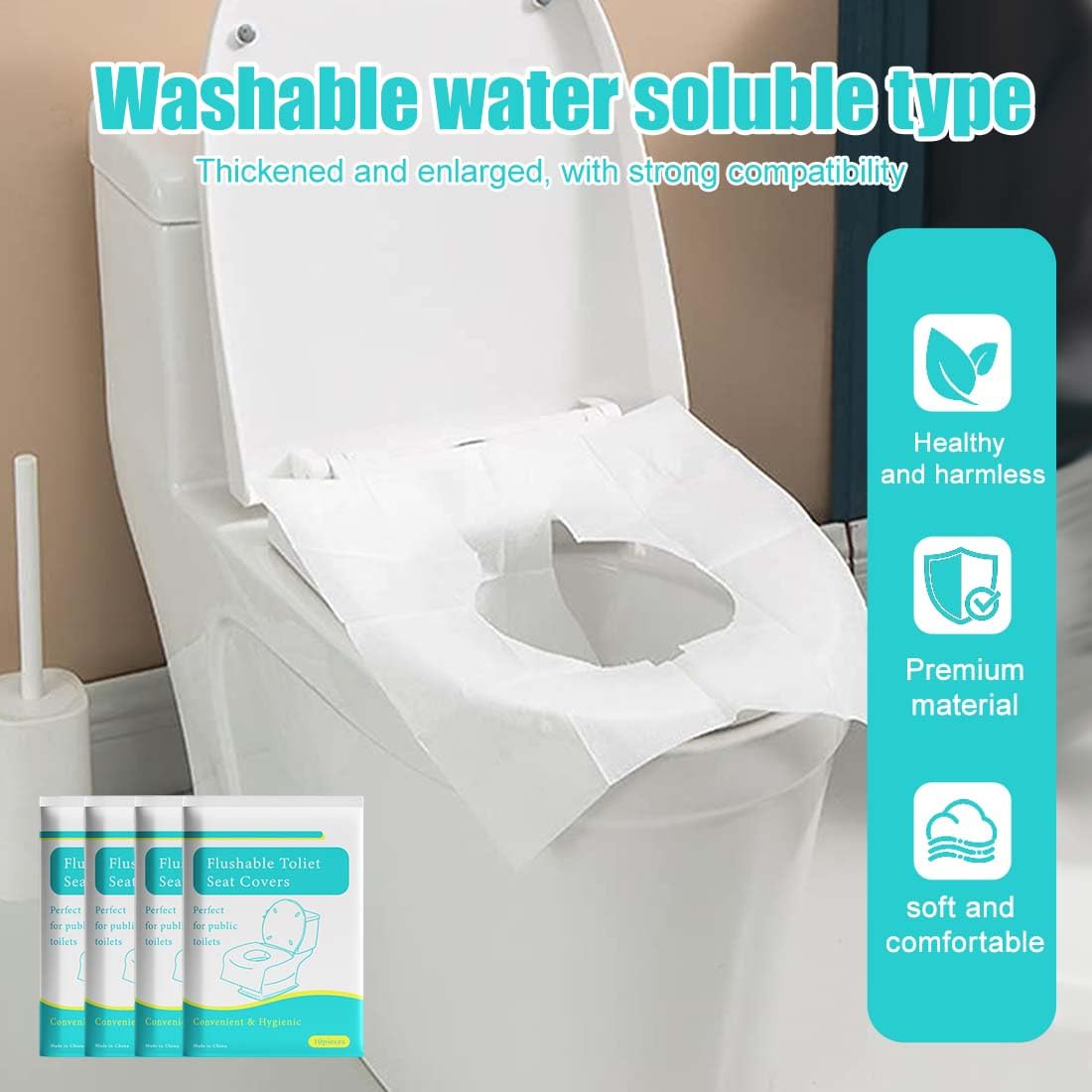 Copriwater 40 Pezzi Coprisedili WC Bianchi Biodegradabili Protezione Igienica Viaggi Bagni Pubblici