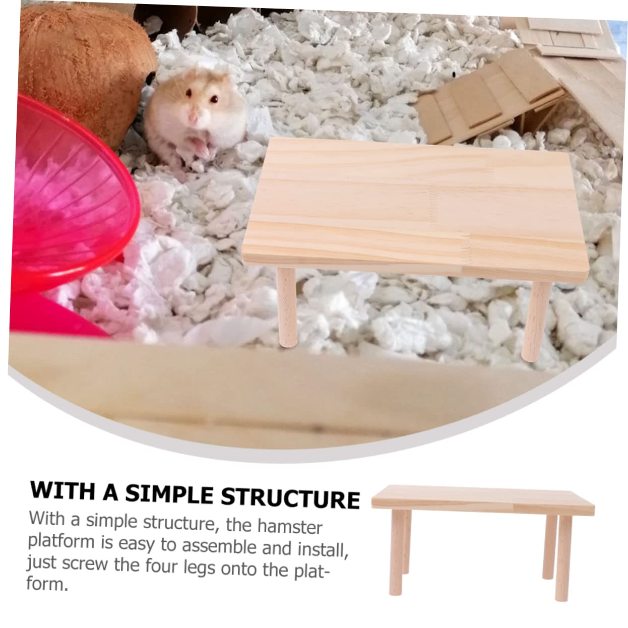 COLLBATH Hamster Holzplattform Stabile Spiel und Kletterplattform für Kleintiere Beißfest Fördert Bewegung und Koordination als Käfigzubehör für Hamster und Kleine Haustiere