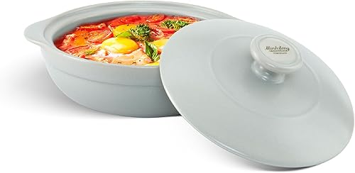 MINH LONG - Horno holandés de porcelana de 1 cuarto de galón con tapa, sin plomo ni cadmio, apto para horno hasta 482 F, retención de calor, olla de