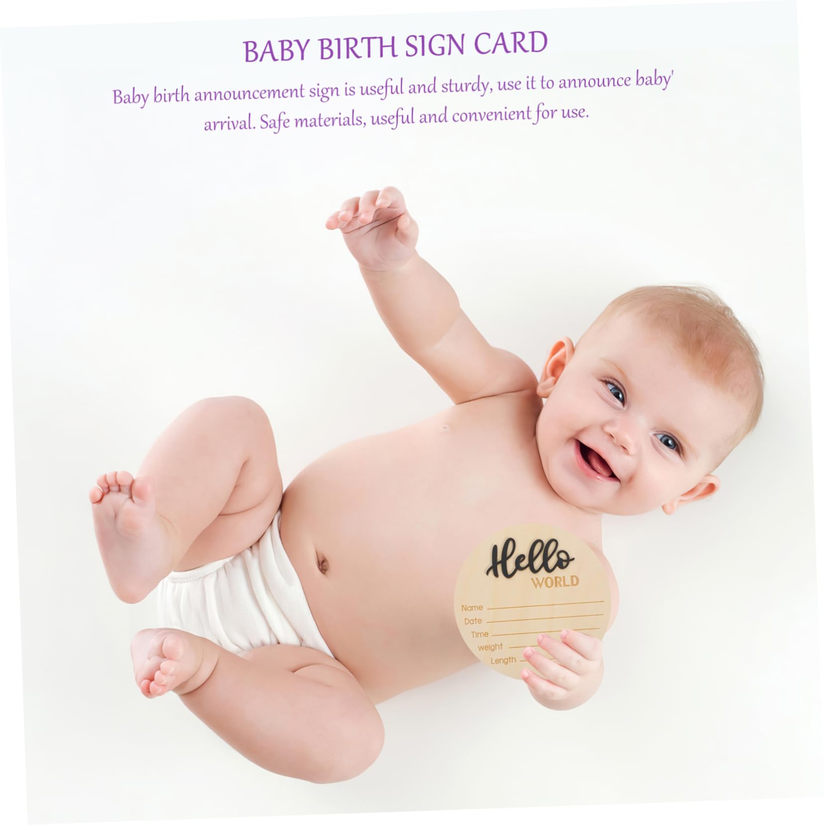 HAPINARY Birth Announcement Wooden Sign Baby Name Board Round Baby Announcement Prop