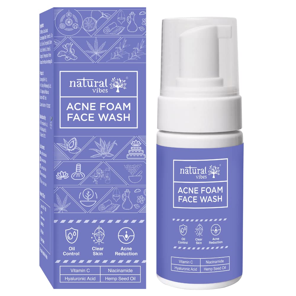 Natural VibesAnti Acne Foam Face Wash with Vitamin C & Hyaluronic Acid 125 ml