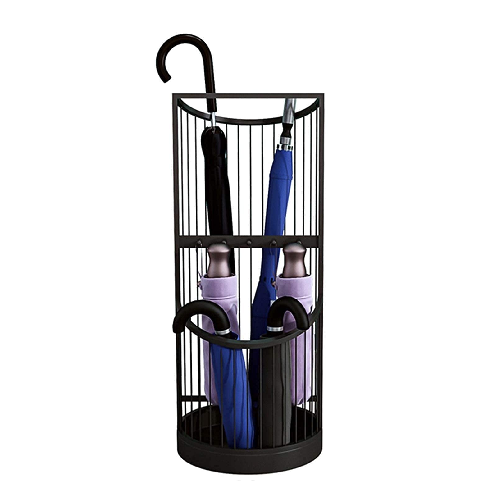 HYLYGFH Metal Hollowout Umbrella Stand with Hooks Black 61 * 30cm Heavy Duty Umbrella Holder for Long and Short Umbrellas
