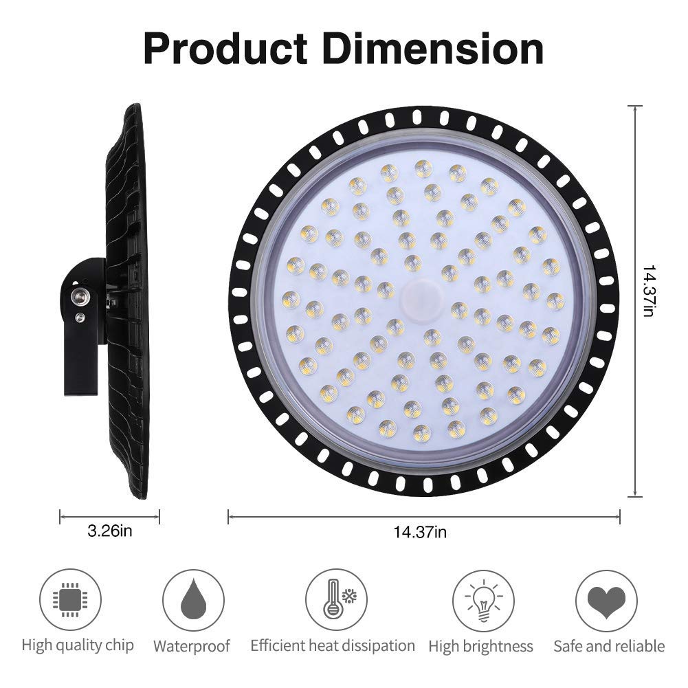 papasbox 10 Pack LED UFO Industrielampe, 300W LED Hallenstrahler Deckenleuchte High Bay Licht, SMD 2835 LED Flutlicht Pendelleuchten, Kaltweiß 6000-6500K, Industriebeleuchtung Werkstattlampe