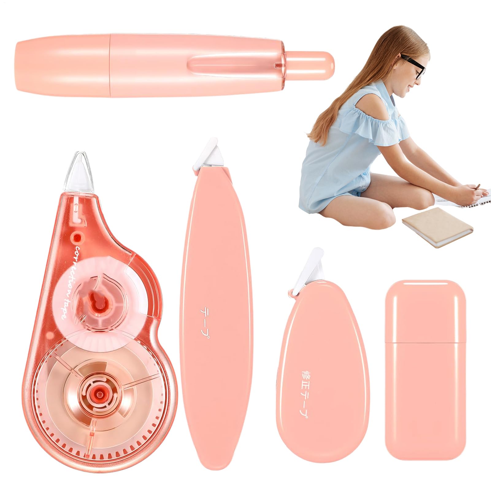 5 Pieces White Out Tape | Quick-Dry Macaron Color Correction Tape | Compact and Easy-to-Use Correct Tape Applicator | Aesthetic Design for Instant