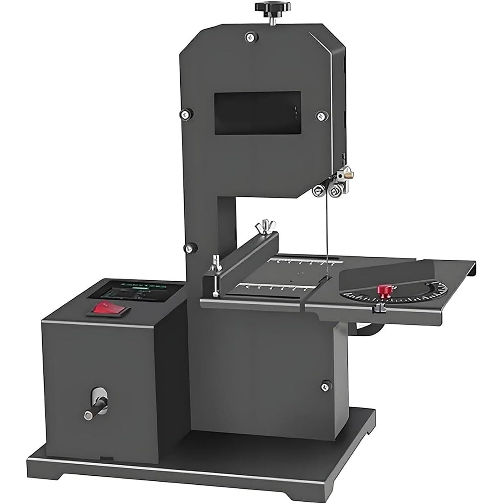 Sega a Nastro da 800W, Sega elettrica a Nastro per la Lavorazione del Legno, 1750r/min, Tavolo da Lavoro inclinabile 45°, profondità di Taglio 70mm, Gola da 90mm per Curve e Tagli Diritti
