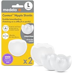 1 of Medela Contact Nipple Shields, For Breastfeeding Comfort, Size L 24mm, 2ct | Ultra-Thin Soft Silicone, BPA-Free, With Case, For Flat, Inverted, Sensitive Nipples, Latching Support, Maximum Skin-to-Skin