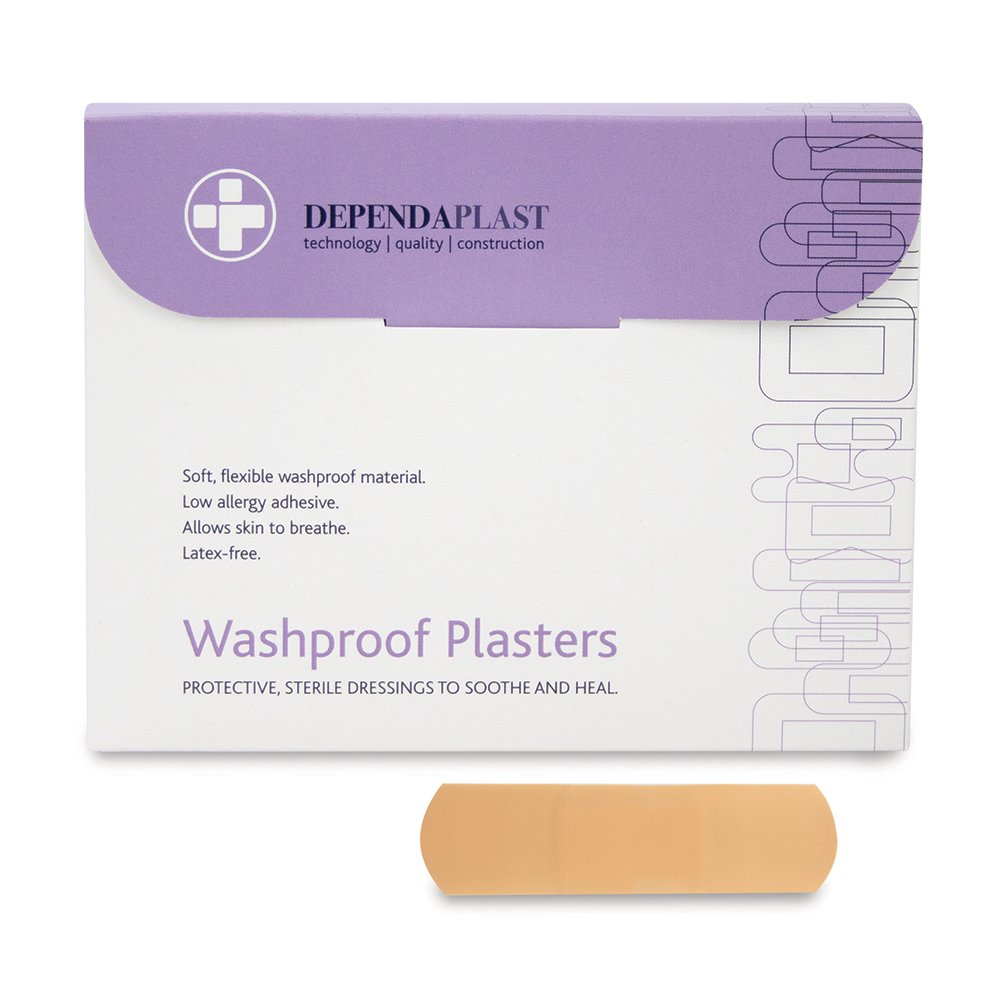 Reliance Medical Dependaplast Washproof Plasters - 7.5 cm x 2.5 cm, Flexible PU Plastic Film, Secure Adhesive, Breathable, Waterproof - Box of 100