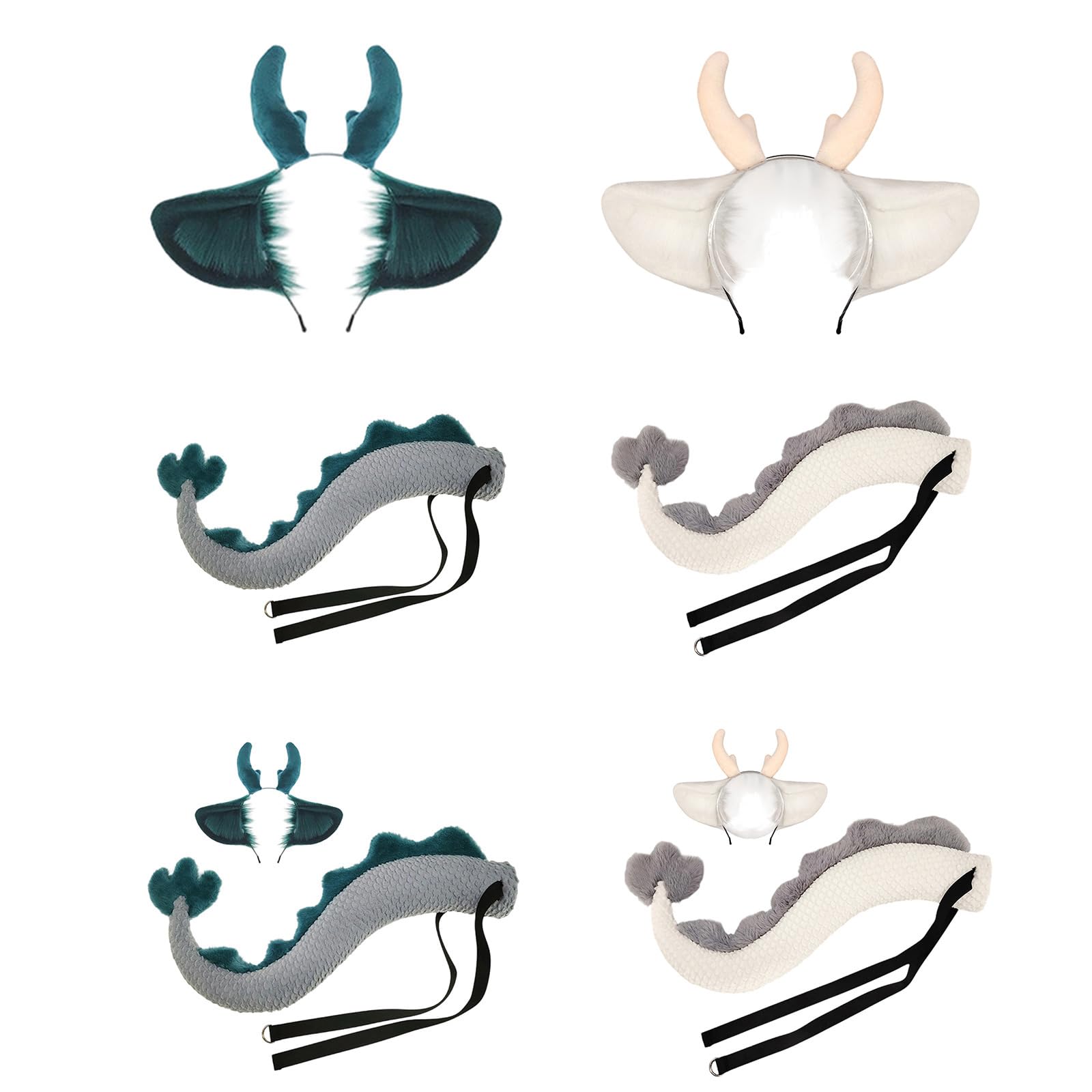 Adorabile corna di drago pelosa con coda, ideale per feste in costume, comoda attrezzatura per cosplay