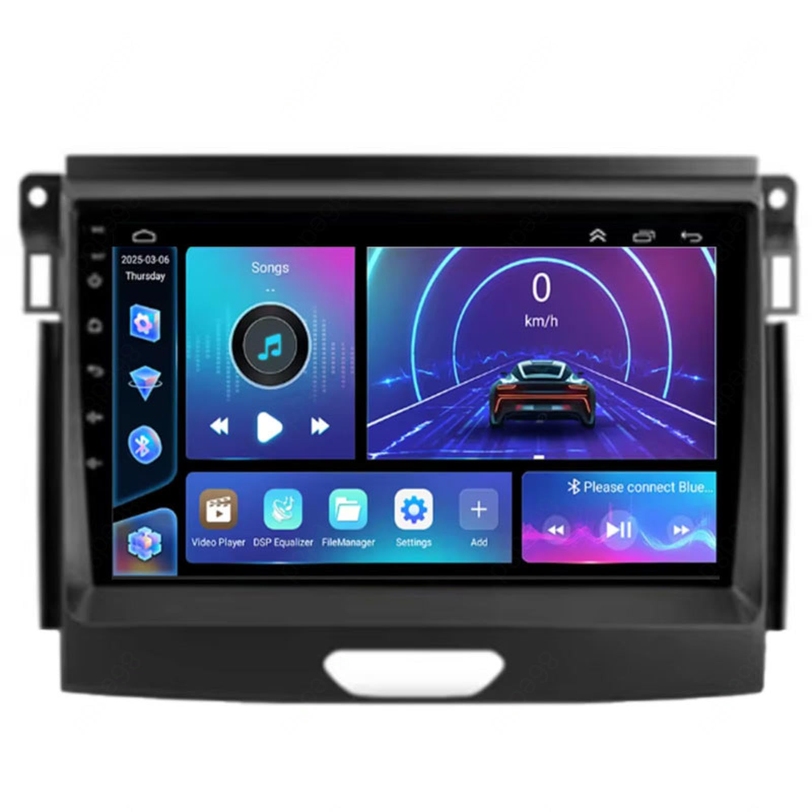 Android 15 Autoradio-Video-Multimedia-Player, 9-Zoll-Touchscreen-Radio für Ford Ranger 2017-2021 Plug-and-Play-Autozubehör mit Bluetooth und Navigation und Rückfahrkamera,HM602