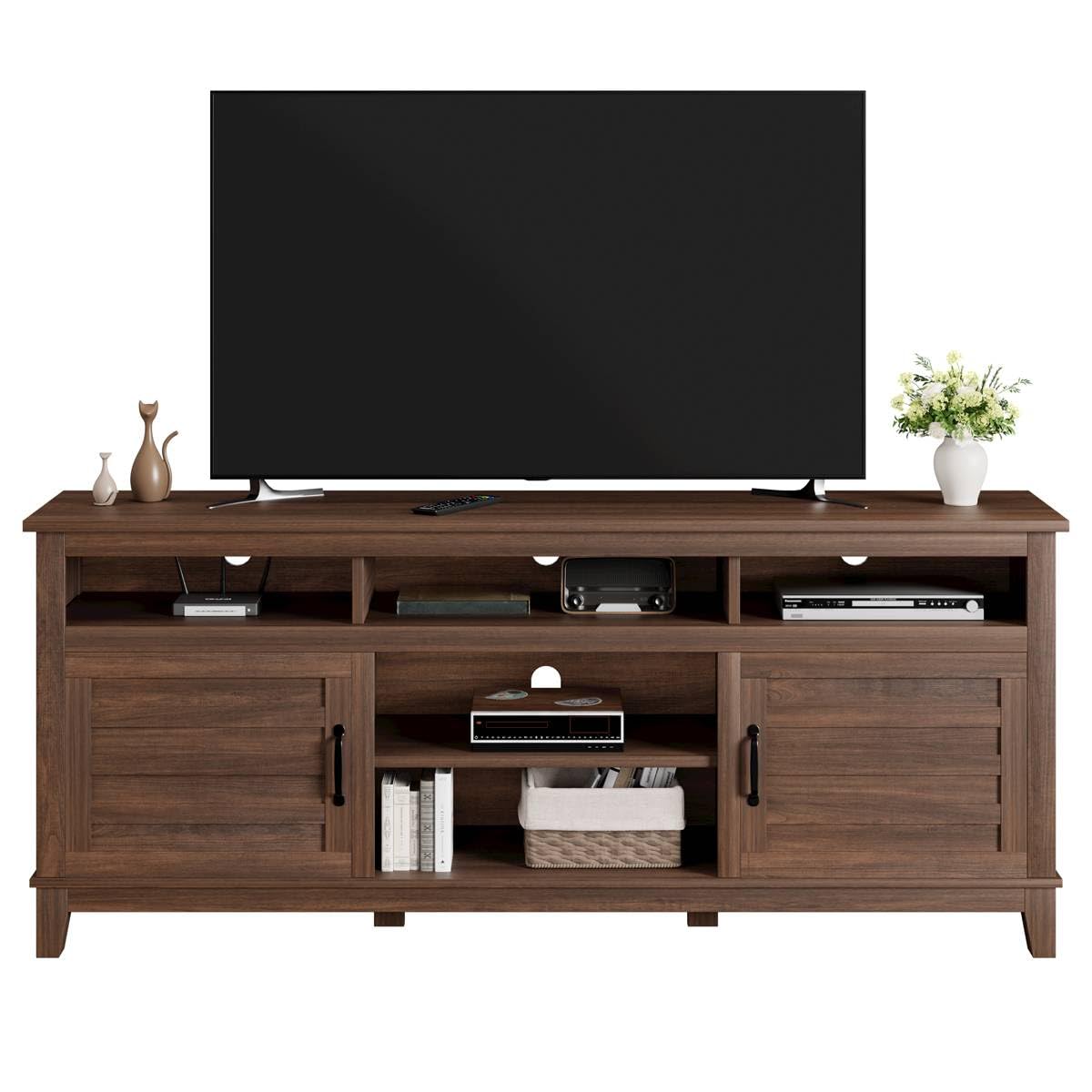 garvee 70.9" tv stand, entertainment center with adjustable shelves, farmhouse tv stand with cabinet doors,for living room, bedroom