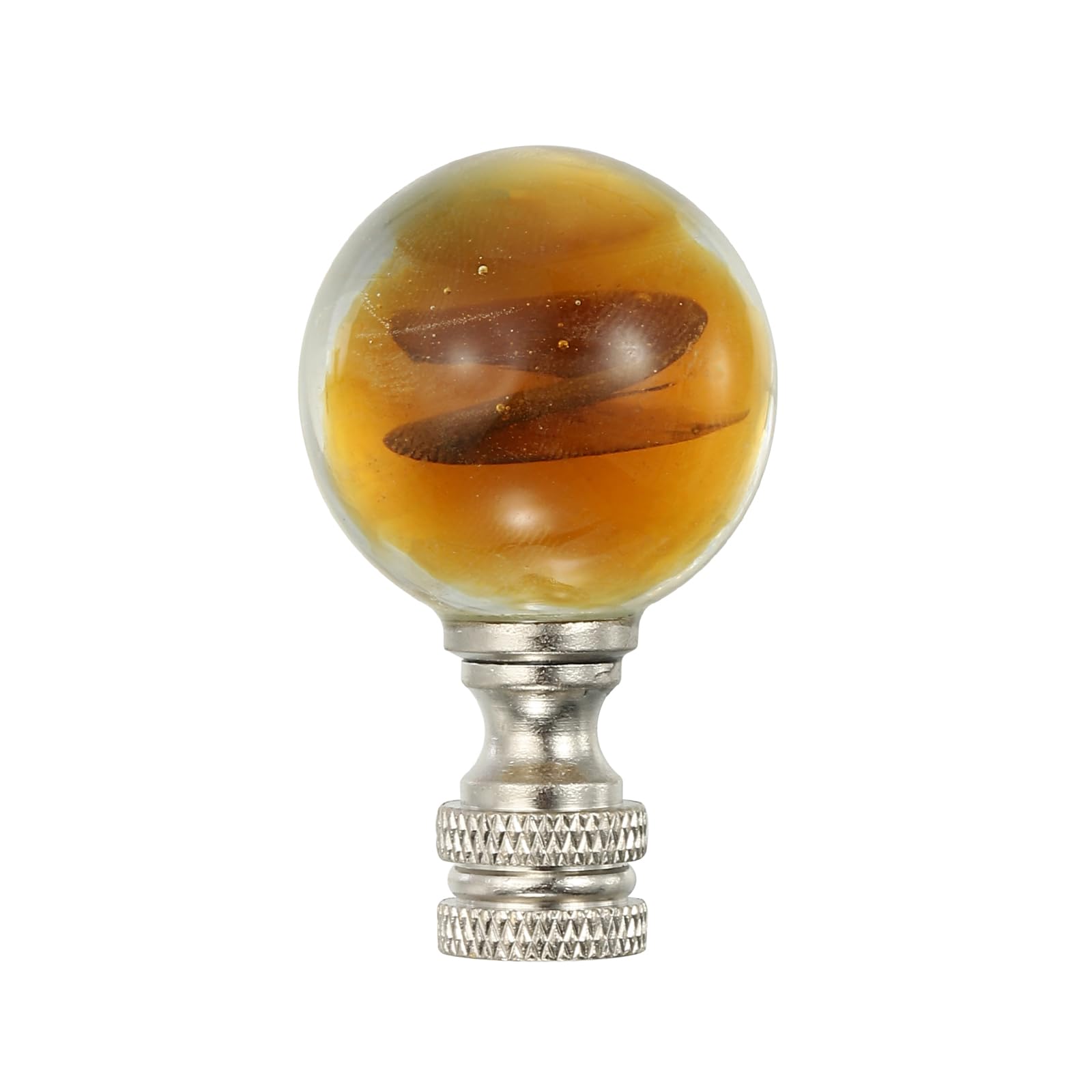 PATIKIL 1pcs 1/4-27 Lamp Finial Cap Knob, Clear Round Ball Shaped Crystal, Silver Tone