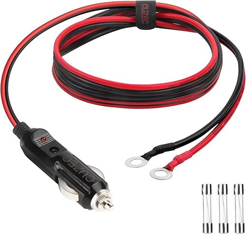 CUZEC Adaptador de encendedor de cigarrillos macho de 14 AWG 20 A, cable de alimentación con cable de 2 pies / 2.0 ft 14 AWG para inversor de