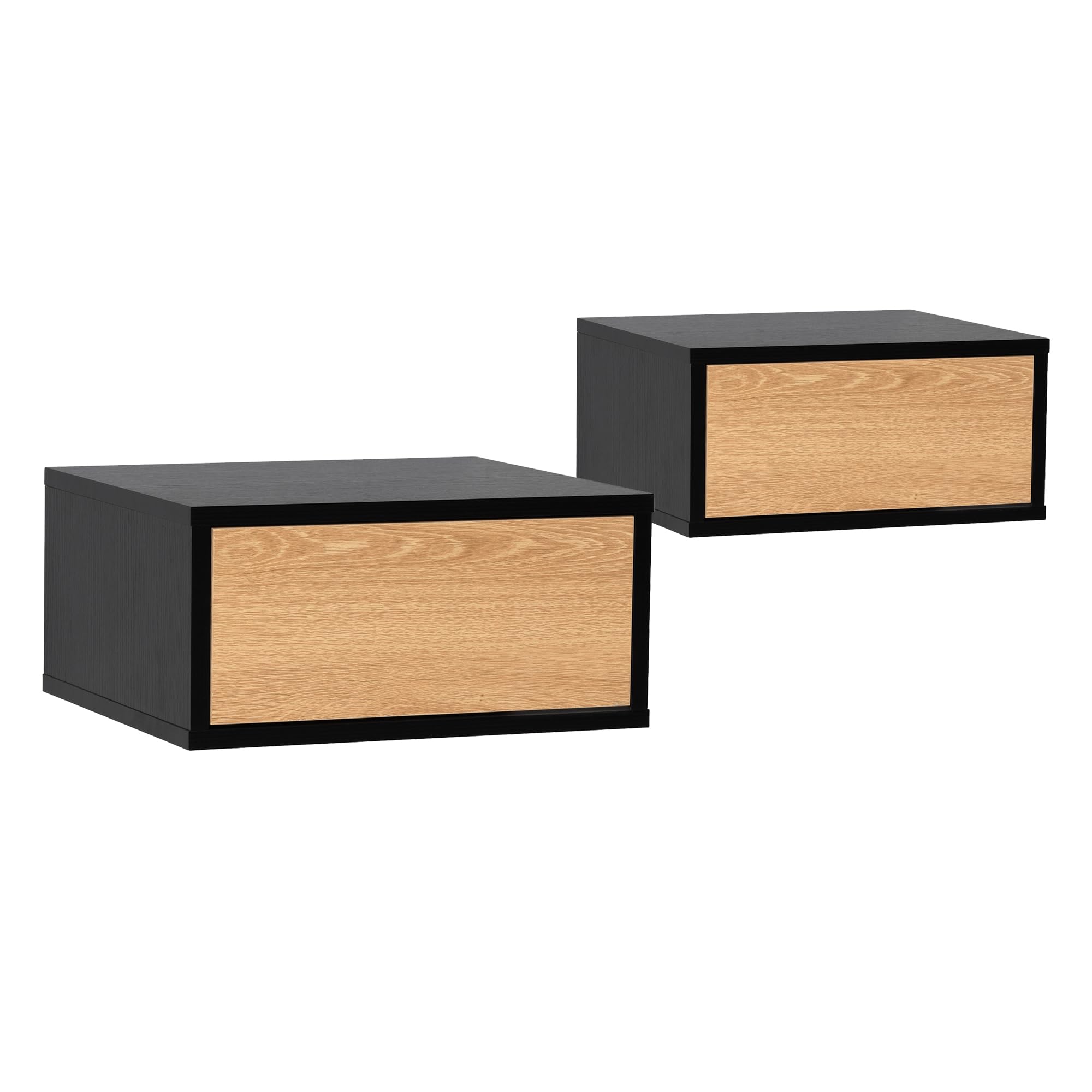 HOMN LIVING Juego 2 mesitas de Noche flotantes Apolo 1 cajón, 40 cm (Ancho) 35 cm (Profundo) 19 cm (Altura)