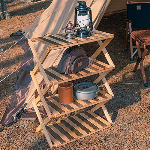 Grille de rangement en bois massif camping : rack portable multi-usage - 2