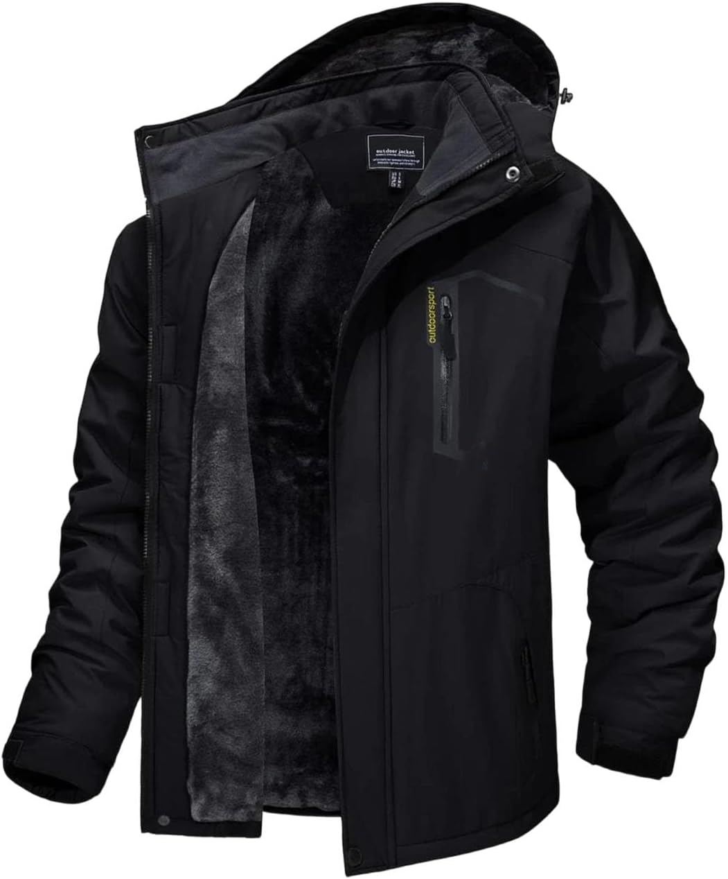 Sweejim Men's Winter Fleece Lined Hiking Jacket Outdoor Remov Hooded Ski Snowboard Parka Outerwear