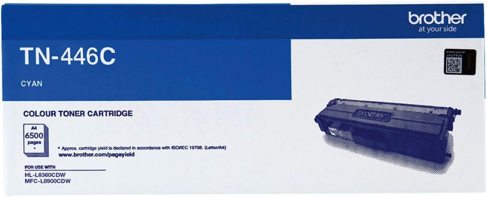 Brother Genuine TN446C Printer Toner Cartridge, Cyan, Page Yield Up to 6500 Pages, (TN-446C), Super High-Yield, Compatible with: HL-L8360CDW, MFC-L8900CDW