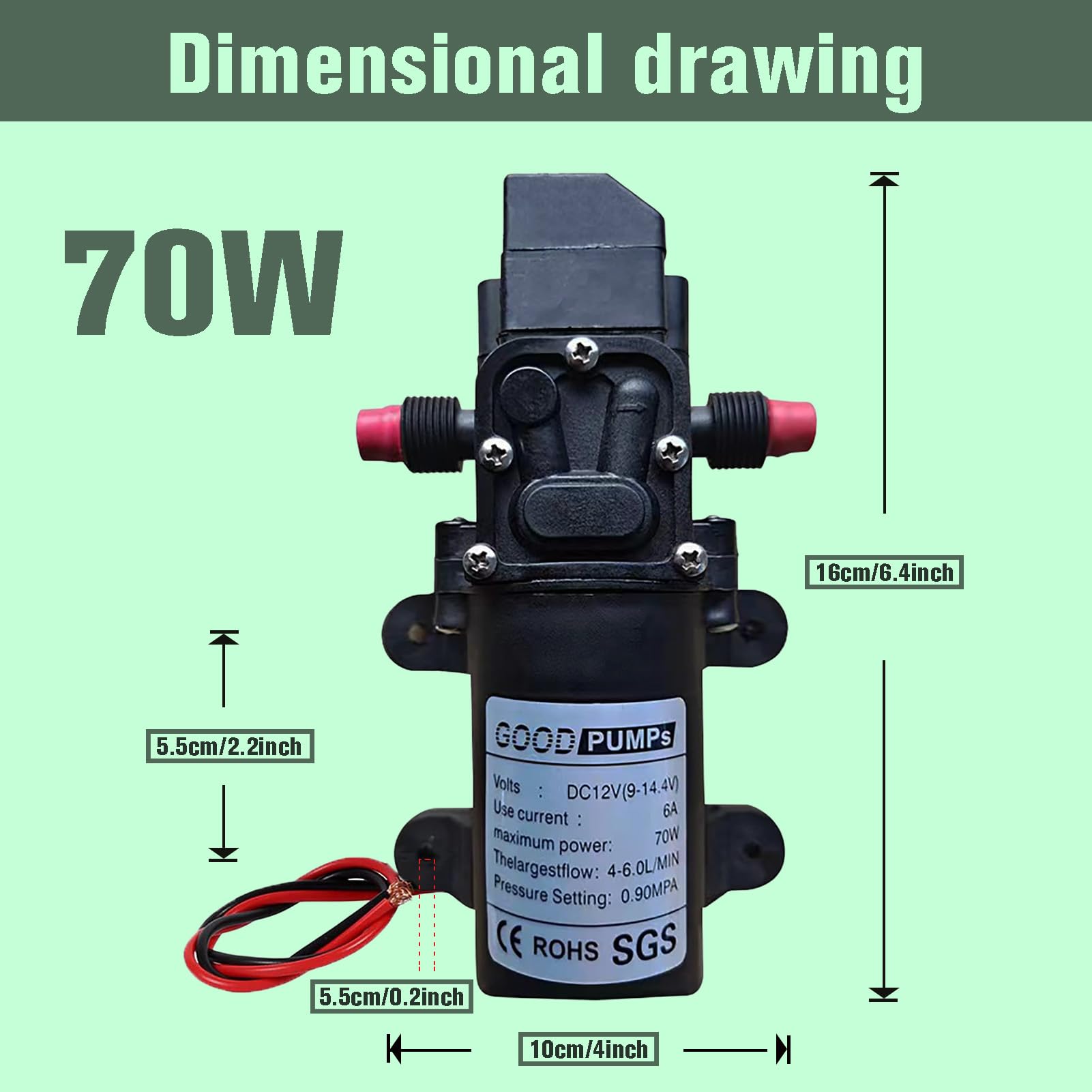 Pompa Acqua 12V 70W Autoadescante - A Membrana Per Camper, Barca, Giardino, Portatile, 6L/Min, 0.9MPa - Foto 10