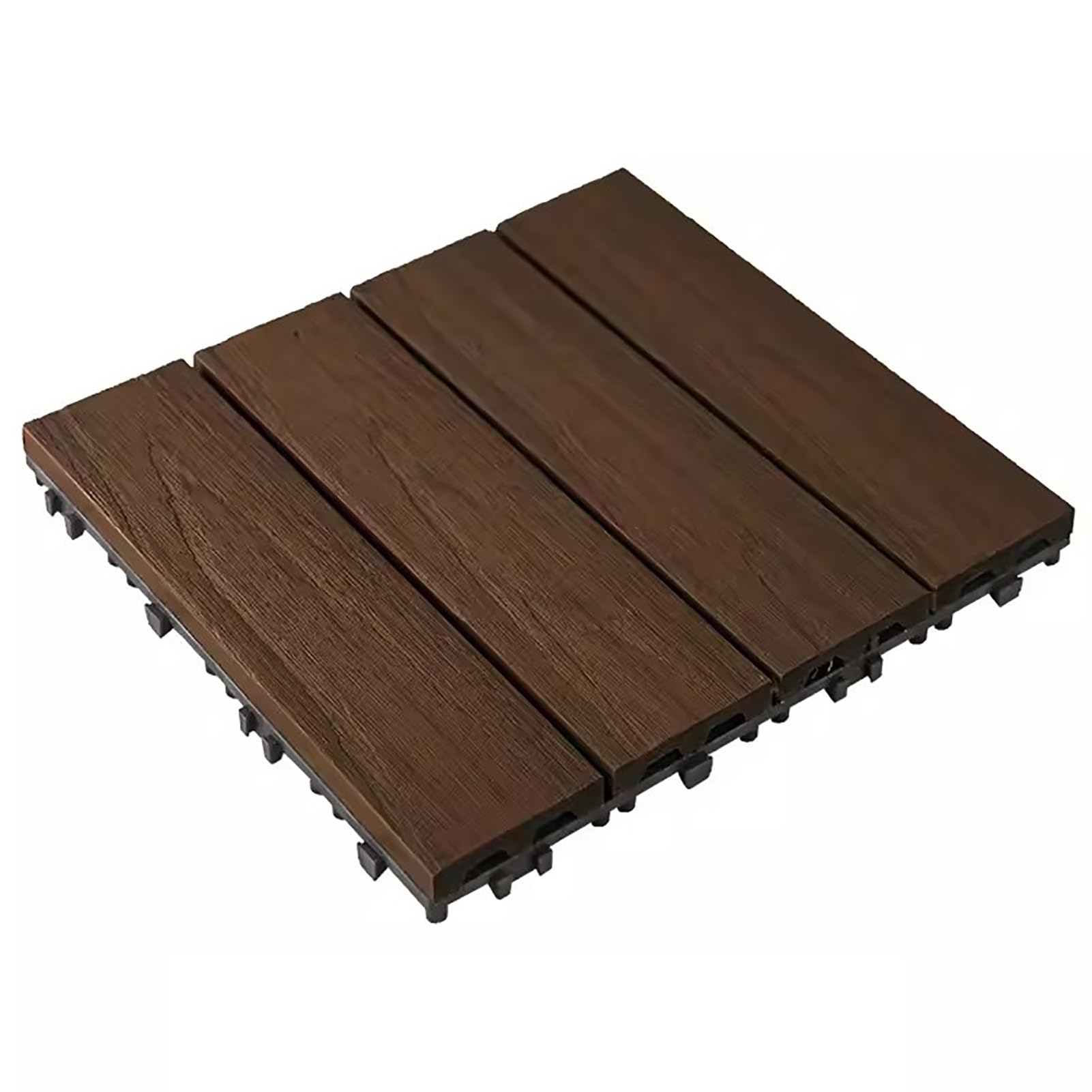 Dalles et lames de terrasse en composite, Carrelage de sol à emboîtement bricolage for douche de balcon extérieur intérieur multicolore 4-15 pièces(Dark Brown,12 pieces)
