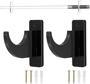 sourcing map Sword Wall Mount Holder, 1 Set Acrylic Light Saber Display Hanger Wall-Mounted Sword Stand Display for Light Saber Sword Wall Bracket, Black