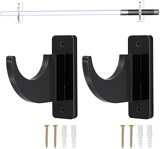 sourcing map Soporte de pared para espada, 1 juego de soporte de pared de sable de luz acrílico, soporte de espada montado en la pared, soporte de pared para espada de sable de luz, color negro