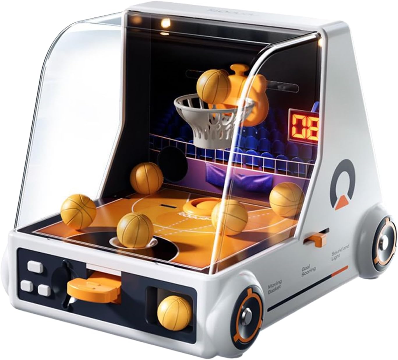 Desktop Mini Basketball Game Toy - LED Sound-Activated Ball Sports Set, Compact Indoor Entertainment for Students Gamers Kids and Adults, Perfect for Office Home Classroom Parties