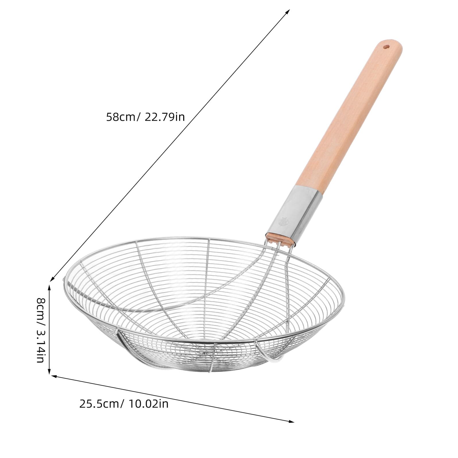 Alipis Passoire à Écumoire Araignée en Acier Inoxydable Manche en Bois, Grosse Louche Filtre Fine Cuisine Professionnelle et Friture