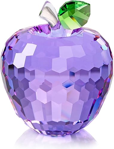 DOJOZ Pisapapeles de cristal de manzana, regalos de cumpleaños, decoraciones artesanales para el hogar, adornos coleccionables (morado)