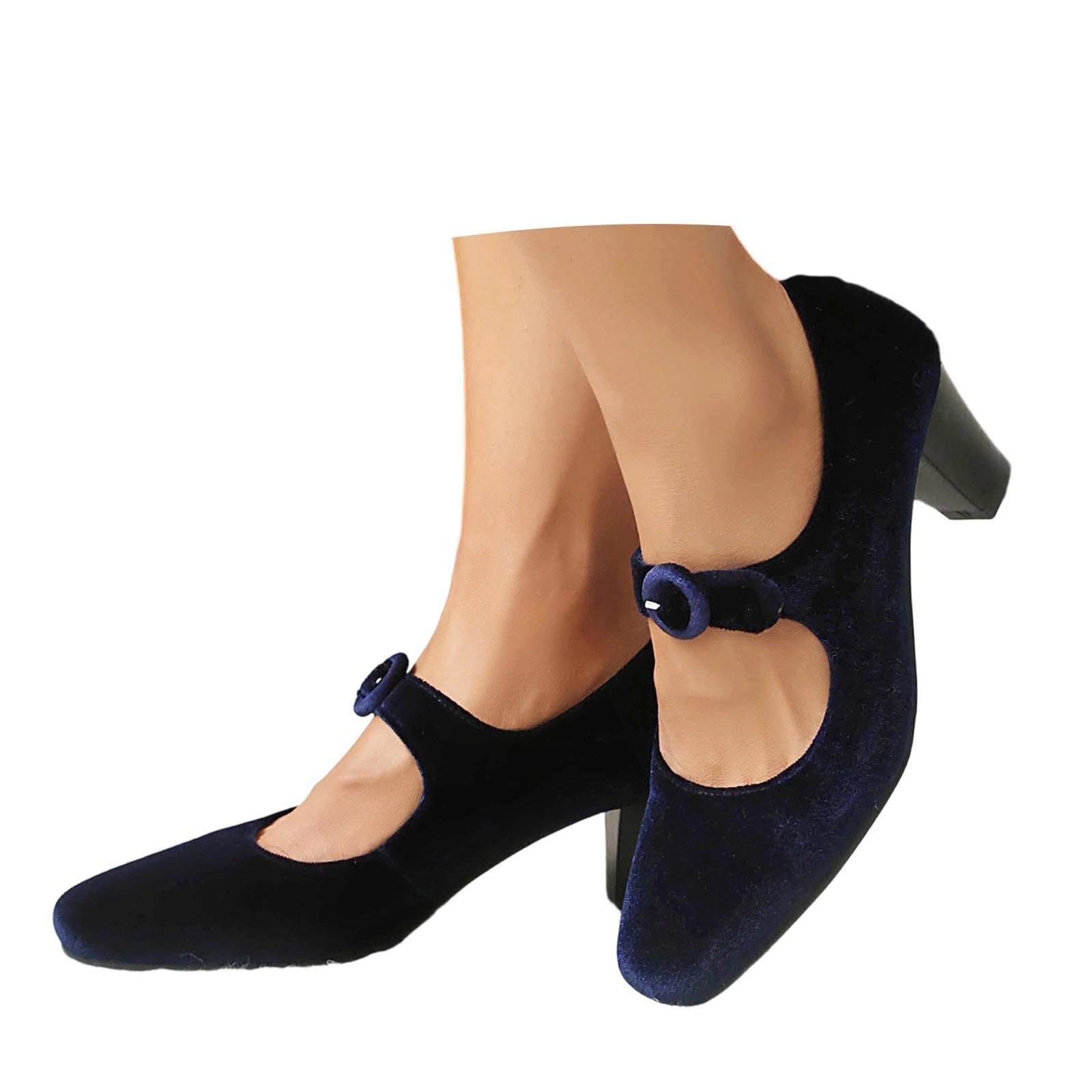 Zapatos de tacón alto para mujer, con pies anchos, elegantes, para traje regional, zapatos de novia, zapatos de tacón cerrados cómodos, con tiras tirolés, Oktoberfest, fiestas, bailes